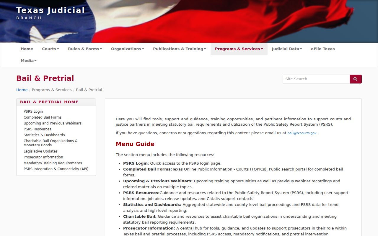 Jack County arrest warrant process, Texas courts bail and pretrial resources
